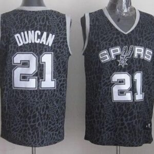 Spurs 21 Tim Duncan Black Crazy Light Men Jersey