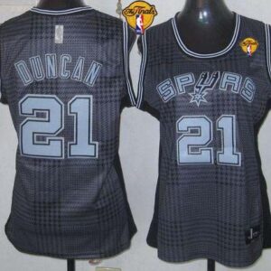 Spurs 21 Tim Duncan Black With Finals Patch Rhythm Women Jersey