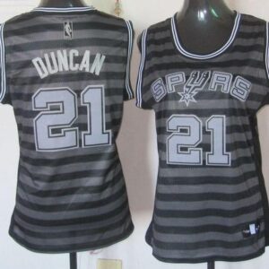 Spurs 21 Tim Duncan Black-Grey Groove Women Jersey