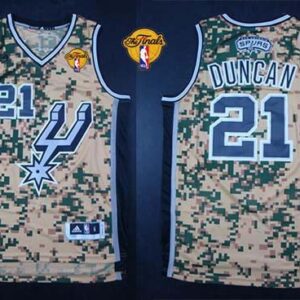 Spurs 21 Tim Duncan Camo Finals Patch Men Jersey
