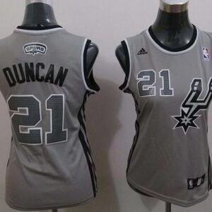 Spurs 21 Tim Duncan Grey Alternate Women Jersey