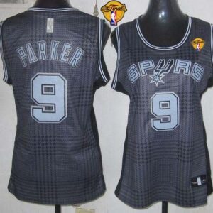 Spurs 9 Tony Parker Black With Finals Patch Rhythm Women Jersey