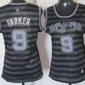 Spurs 9 Tony Parker Black-Grey Groove Women Jersey