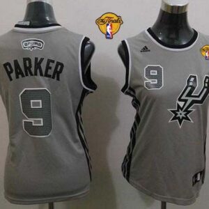 Spurs 9 Tony Parker Grey Alternate With Finals Patch Women Jersey