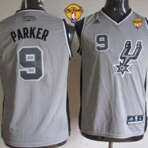 Spurs 9 Tony Parker Grey With Finals Patch Youth Jersey