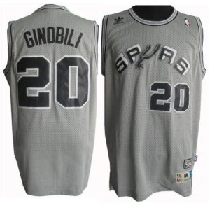 Spurs 20 Manu Ginobili Grey Throwback Men Jersey