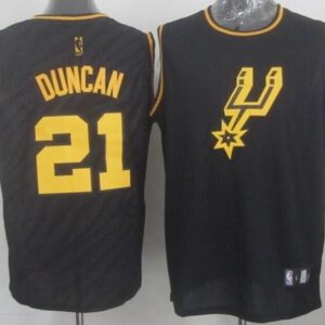Spurs 21 Tim Duncan Black Precious Metals Men Jersey