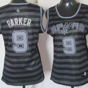 Spurs 9 Tony Parker BlackGrey Groove Women Jersey