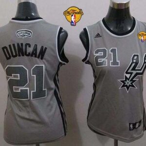 Spurs 21 Tim Duncan Grey Alternate With Finals Patch Women Jersey