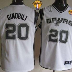 Spurs 20 Manu Ginobili White With Finals Patch Youth Jersey
