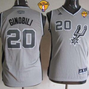 Spurs 20 Manu Ginobili Grey With Finals Patch Youth Jersey