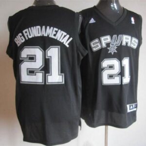 Spurs 21 Tim Duncan Black Big Fundamental Men Jersey