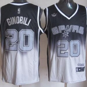 Spurs 20 Manu Ginobili Black Grey Fadeaway Men Jersey