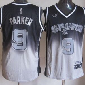 Spurs 9 Tony Parker Black Grey Fadeaway Men Jersey