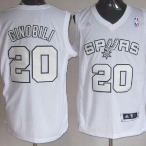 Spurs 20 Manu Ginobili White Winter On-Court Men Jersey