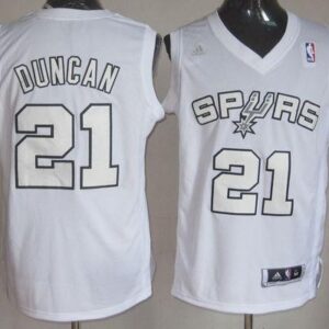 Spurs 21 Tim Duncan White Winter On-Court Men Jersey