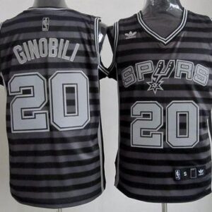 Spurs 20 Manu Ginobili Black Grey Groove Men Jersey