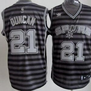 Spurs 21 Tim Duncan Black Grey Groove Men Jersey