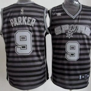 Spurs 9 Tony Parker Black Grey Groove Men Jersey