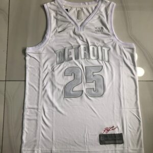 Pistons 25 Derrick Rose White Men Jersey