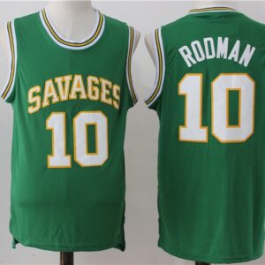 High School Oklahoma Savages 10 Dennis Rodman Green Men Jersey