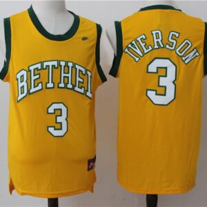 High School Bethel 3 Allen Iverson Yellow Men Jersey