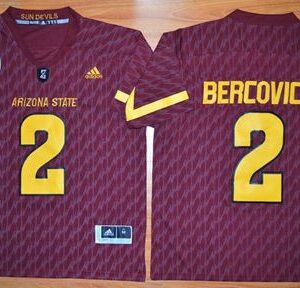 NCAA Arizona State Sun Devils 2 Mike Bercovici New Red PAC-12 Patch Men Jersey