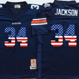 NCAA Auburn Tigers 34 Bo Jackson Navy USA Flag Men Jersey