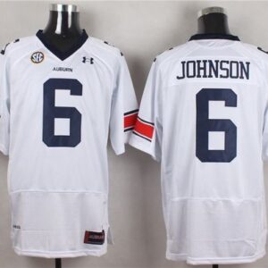 NCAA Auburn Tigers 6 Jeremy Johnson White Men Jersey With SEC Patch