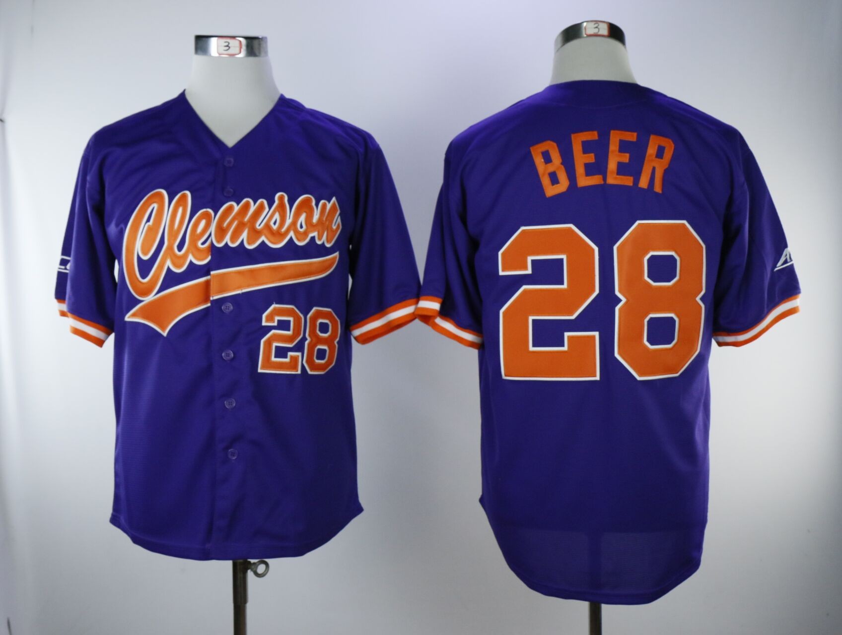 NCAA Clemson Tigers 28 Seth Beer Purple College Baseball Men Jersey