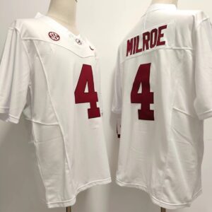 NCAA Alabama Crimson Tide 4 Jalen Milroe White  2023 F.U.S.E Vapor Limited Men Jersey