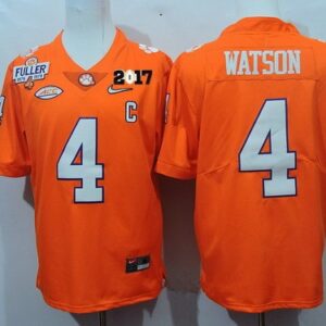 NCAA Clemson Tigers 4 Deshaun Watson Orange Diamond Quest 2017 Championship Game Patch CFP Nike Limited Jersey