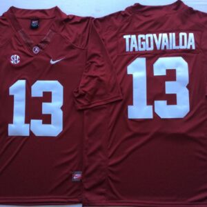 NCAA Alabama Crimson Tide 13 Tua Tagovailoa Red College Football Men Jersey