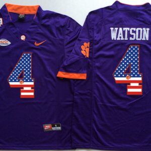 NCAA Clemson Tigers 4 Deshaun Watson Purple 1975 1978 Fuller USA Flag Men Jersey