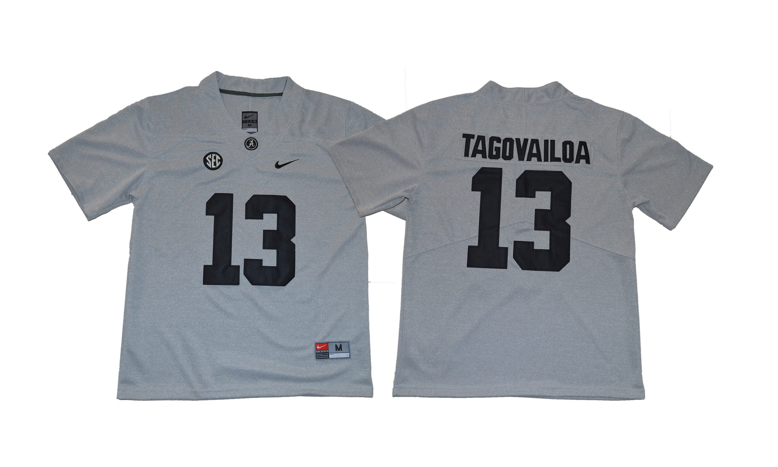 NCAA Alabama Crimson Tide 13 Tua Tagovailoa Gray Football Men Jersey