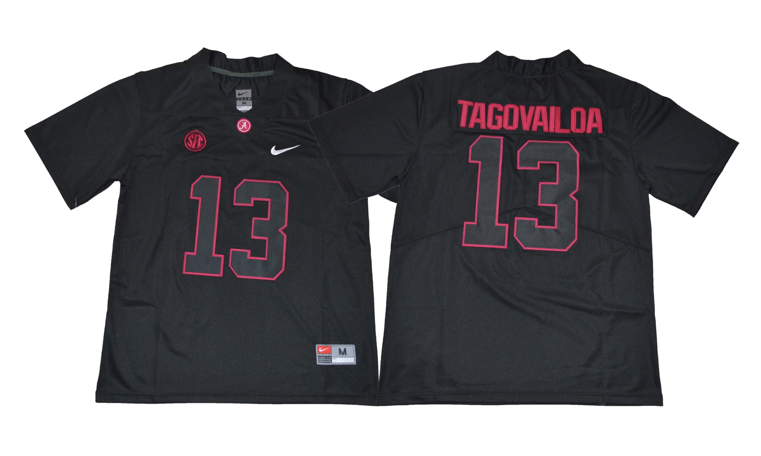 NCAA Alabama Crimson Tide 13 Tua Tagovailoa Black Football Men Jersey