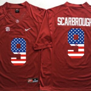 NCAA Alabama Crimson Tide 9 Bo Scarbrough Red USA Flag Men Jersey