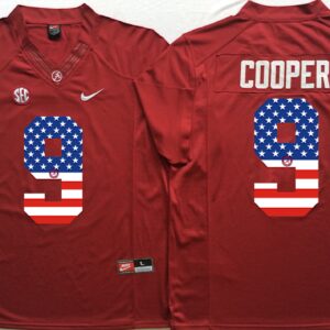 NCAA Alabama Crimson Tide 9 Amari Cooper Red USA Flag Men Jersey