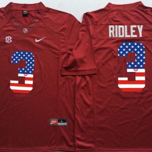 NCAA Alabama Crimson Tide 3 Calvin Ridley Red USA Flag Men Jersey