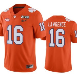 NCAA Clemson Tigers 16 Trevor Lawrence Orange 2020 National Championship Football Men Jersey