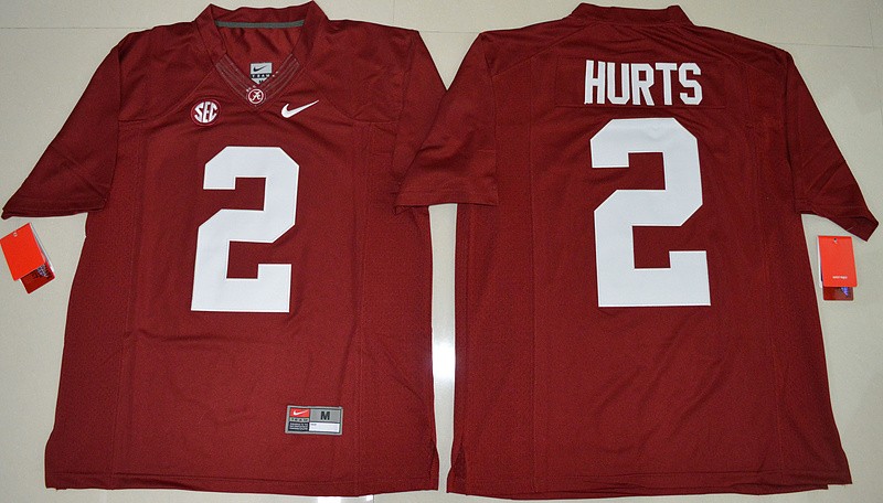 NCAA Alabama Crimson Tide 2 Jalen Hurts Football Red 2016 Limited Men Jersey