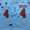 NCAA Clemson Tigers 4 Deshaun Watson White Fuller Patch ACC Patch Men Jersey