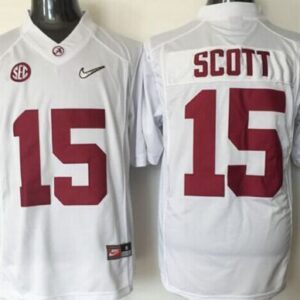 NCAA Alabama Crimson Tide 15 JK Scott White 2016 National Championship Men Jersey