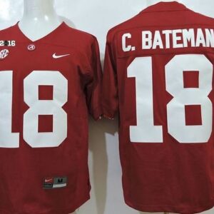 NCAA Alabama Crimson Tide 18 Cooper Bateman Red SEC and 2016 Football Playoff National Championship Patch Men Jersey