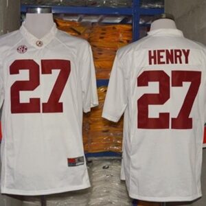 NCAA Alabama Crimson Tide 27 Derrick Henry White Men Football Jersey