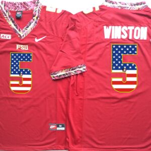 NCAA Florida State Seminoles 5 Jameis Winston Red USA Flag Men Jersey