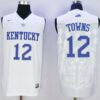 NCAA Kentucky Wildcats 12 Karl-Anthony Towns White Basketball Men Jersey