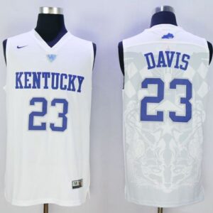 NCAA Kentucky Wildcats 23 Anthony Davis White Basketball Men Jersey