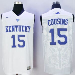 NCAA Kentucky Wildcats 15 DeMarcus Cousins White Basketball Men Jersey