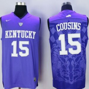 NCAA Kentucky Wildcats 15 DeMarcus Cousins Blue Basketball Men Jersey